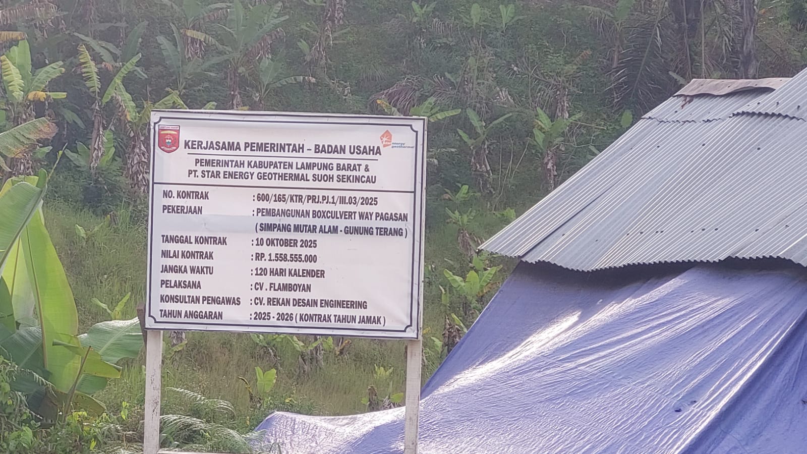 Diduga Tempat Ajang Korupsi.! Pekerjaan Proyek, Pembangunan Boxculvert Way Pagasan (Simpang Mutar Alam-Gunung Terang) Way Tenong Lambar