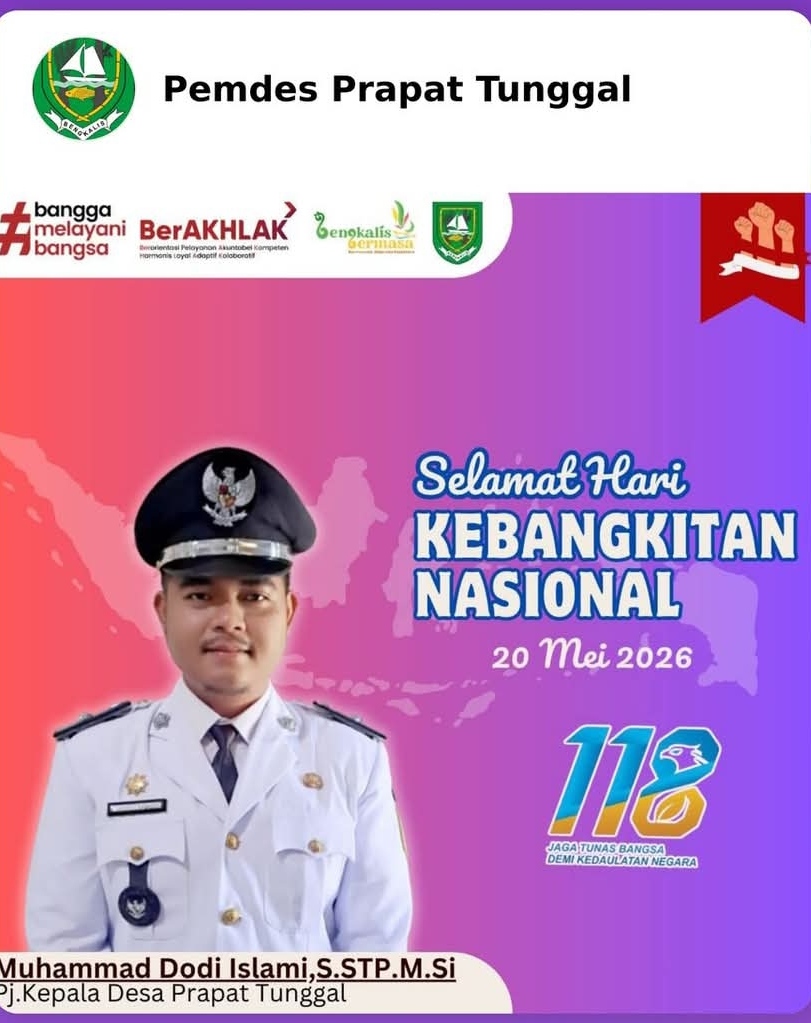 Pejabat Kepala Desa Prapat Tunggal Ucapkan Selamat Hari Kebangkitan Nasional,Ke 118, 20 Mei 2026