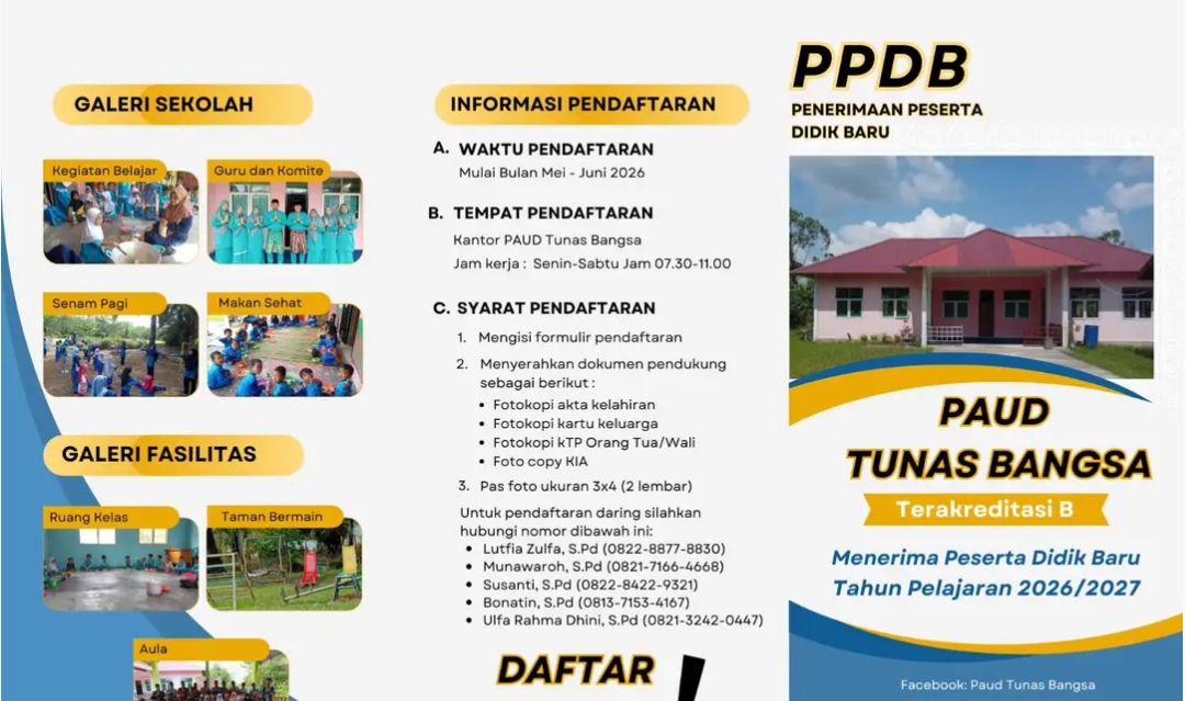 PAUD Tunas Bangsa Desa Pematang Duku Timur Buka Pendaftaran Peserta Didik Baru