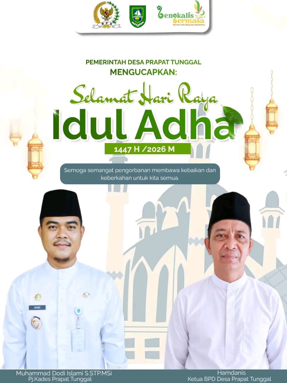 Keluarga Besar Pemerintah Desa Prapat Tunggal Ucapkan Selamat Idul Adha 1447 H / 2026 M