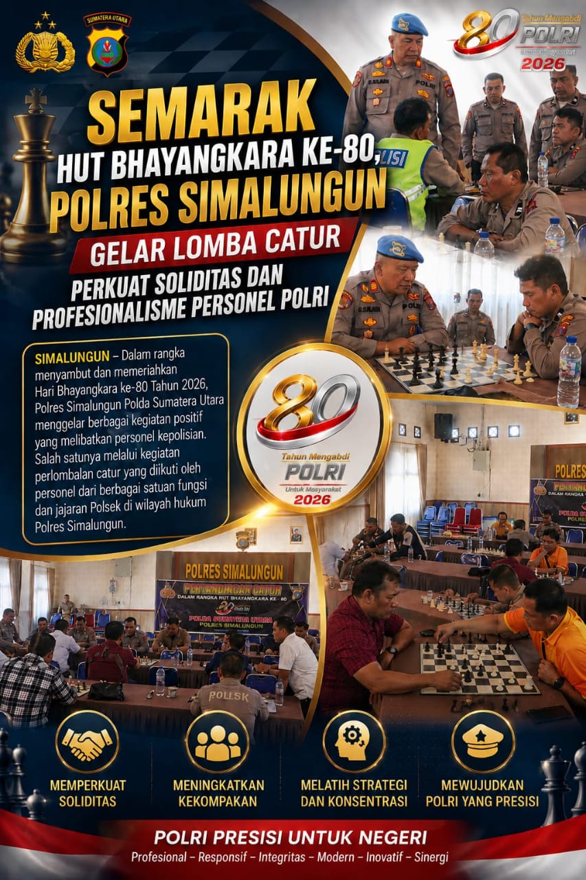 Semarak HUT Bhayangkara ke-80, Polres Simalungun Gelar Lomba Catur Perkuat Soliditas dan Profesionalisme Personel Polri