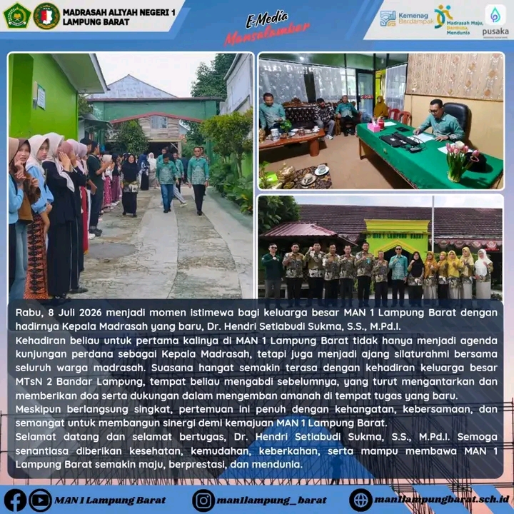 Keluarga Besar MAN 1 Lampung Barat Menyambut Kehadiran Kepala Madrasah yang Baru