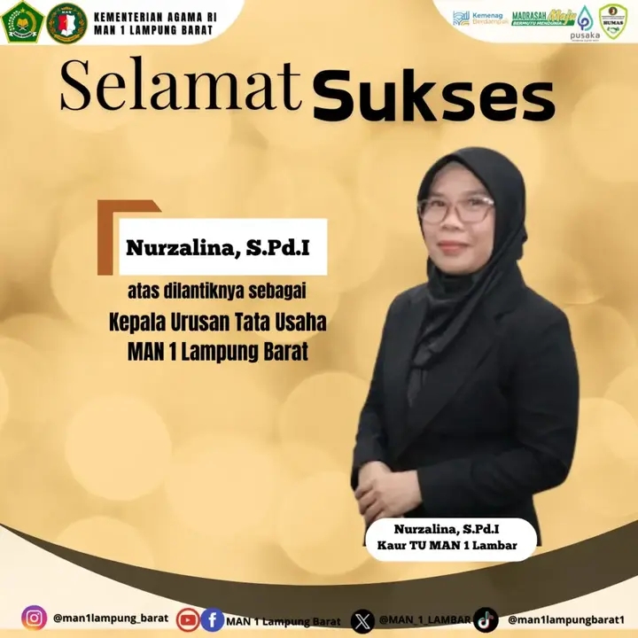 KWIP DPC Lambar Mengucapkan  Selamat  Atas dilantiknya Ibu Nurzalina, S.Pd.I  Kaur TU MAN 1 Lampung Barat