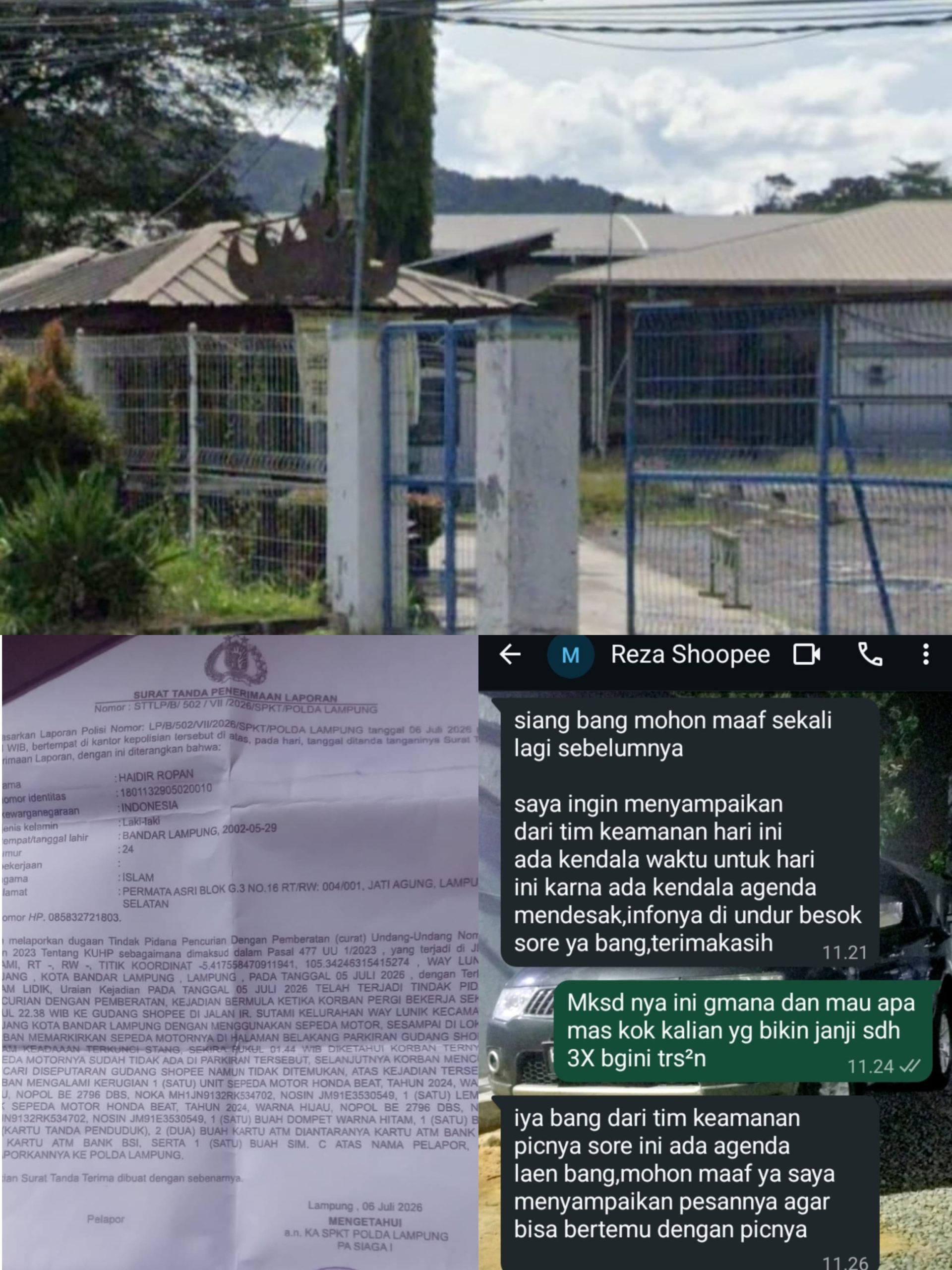 Ketua Kota KWIP Ahmad Thohir Soroti Dugaan Motor Pekerja Hilang di Depan Pos Satpam Gudang PT Nusantara Expres Kilat Lampung