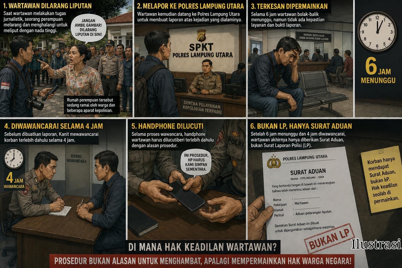 Indikasi di Parmainkan Mendapat LP, Wartawan di Lampung Utara Minta Adanya Pelyanan Presisi Pada Masyarakat